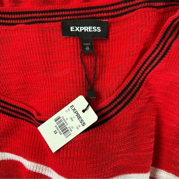 Express Red Striped Wide Neck Long Sweater Size XS - Picture 4 of 6
